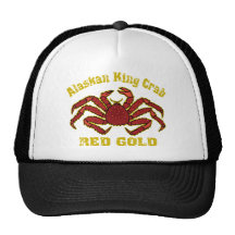 ALASKISCHES KÖNIGSKRABBE-ROT-GOLD BASEBALL CAP