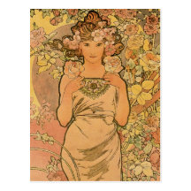 Alfons Mucha ~ die Rose Postkarte