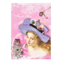 Alice dans épouser de Merci de collage du pays des Cartons D'invitation Personnalisés