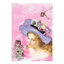 Alice en collage RSVP du pays des merveilles Invitations Personnalisées