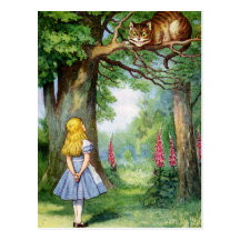 ALICE ET LE CAT DE CHESHIRE CARTE POSTALE
