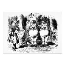 Alice im Wunderland mit Tweedledum und Tweedledee Einladungskarte