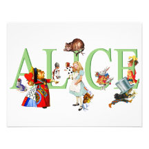 ALICE IM WUNDERLAND U. FREUNDE PERSONALISIERTE EINLADUNG