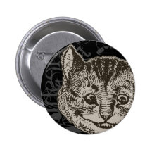Alice In Wonderland Cheshire Cat Grunge (Single) Pinback Button