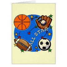 All Star-Sport-T-Shirts und Geschenke Grußkarte
