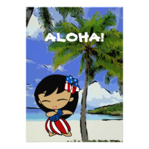 Aloha invitations patriotiques de plage hawaïenne 