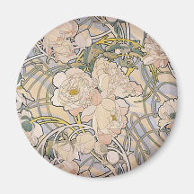 Alphones (Alfons) Mucha ~ Blumen Kühlschrankmagnete