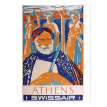 Alte Anzeige Swissair Griechenland Postkarte