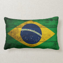 Alte hölzerne Brasilien-Flagge Kissen