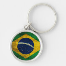 Alte hölzerne Brasilien-Flagge Schlüsselanhänger