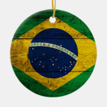 Alte hölzerne Brasilien-Flagge Weinachtsornamente