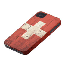 Alte hölzerne Schweizer Flagge iPhone 4 Hülle