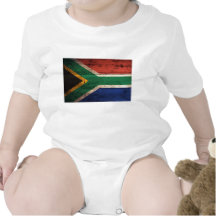 Alte hölzerne Südafrika-Flagge Baby Strampelanzug