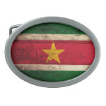 Alte hölzerne Surinam-Flagge Ovale Gürtelschnallen