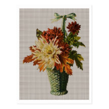 Altmodischer Korb der Blumen Postkarte