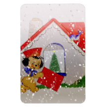 Altmodisches WeihnachtsVintager Welpen-Cartoon Magnete