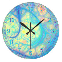 Ange bleu abstrait - azur cosmique et citron horloge murale
