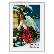 Ange regardant dans la fenêtre cartes de vœux