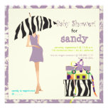 Angesagte Mutter, lila Damast/Zebrababydusche Individuelle Einladungen