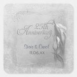 Anniversaire argenté de zantedeschia stickers carrés