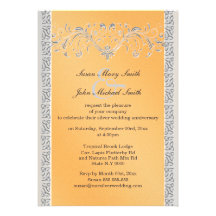 Anniversaire de noces d'argent orange floral invitations