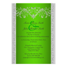 Anniversaire de noces d'argent vert floral invitations personnalisées