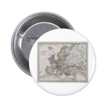 Antike Karte von Europa circa 1862 Anstecknadel