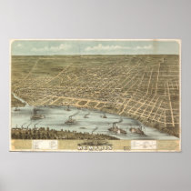 Antike panoramische Karte Memphis Tennessee 1870