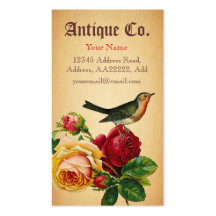 Antike Vogel-u. Rosen-Geschäfts-Karte Visitenkartenvorlage