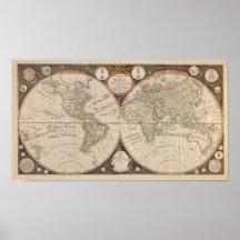 Antike Weltkarte, 1799 (Thomas-Küche) Posterdrucke
