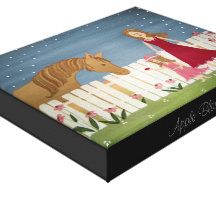 Apple fleurissent - art étiré par enfants de fille impression sur toile