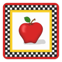 Apple u. Schachbrett-quadratische Aufkleber