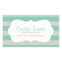 Aqua et rayures et points modernes de toile cartes de visite professionnelles
