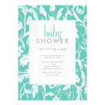 Aqua-laden Blumenmuster-Babyparty ein einladungen