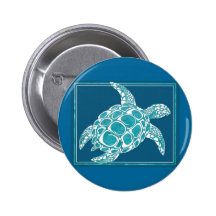 Aqua-Meeresschildkröte Button