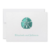 Aqua-Sand-Dollar-moderne Hochzeits-Einladung