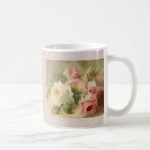 Aquarelle rose victorienne vintage tasse