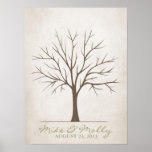 Arbre d'empreinte digitale de mariage - rustique poster