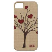Arbre fruitier d'amour de coeurs rouge-foncé de Va Étuis iPhone 5