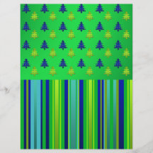 Arbres de Noël de vert bleu sur les rayures bleues Prospectus Customisé