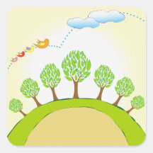 arbres sur des autocollants d'une colline