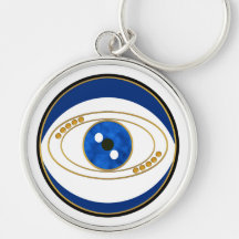 Argent Keychain rond d'oeil mauvais Porte-clé