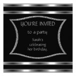 Argent noir élégant d'annonces d'invitations