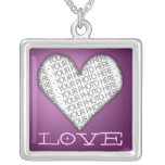 Argent sterling de collier de photo de Purple Hear