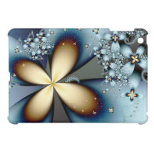 Art abstrait floral mignon d'or bleu