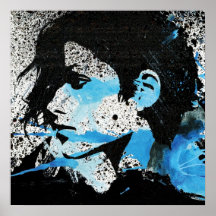 Art blanc abstrait d'aquarelle de fille de noir bl posters