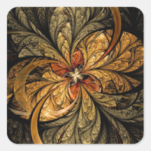 Art brillant de fractale de feuille autocollants carrés