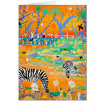 Art Card: Stripy Safari Sunset at the Zoo. Zebras. karten