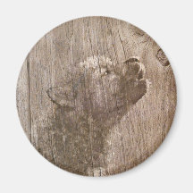 Art en bois de chiot de loup aimant pour réfrigérateur