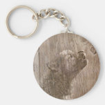 Art en bois de chiot de loup porte-clés
